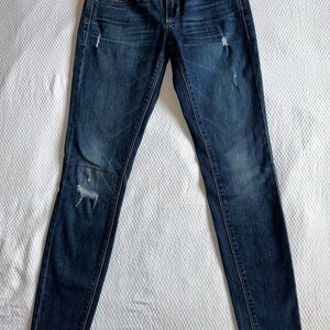 Lucky Brand Women's Dark Blue Skinny Jeans with Distressed Details